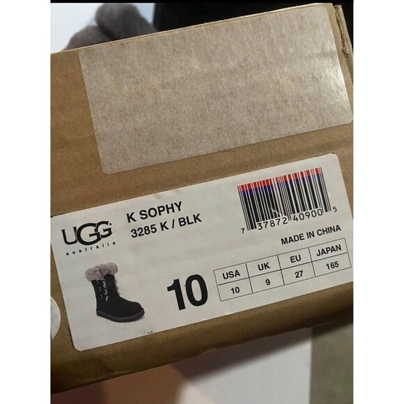 Ugg Kids Sophy Black Boots Size 10 Warm Winter Shearling - Picture 2 of 5